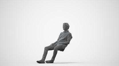 realistic 3D human man casual sitting, archviz people FBX OBJ for Blender, square thumbnail