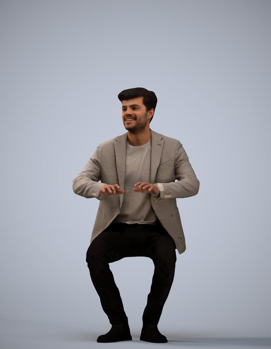 realistic 3D people man business sitting, render-ready for V-Ray and Corona, FBX OBJ