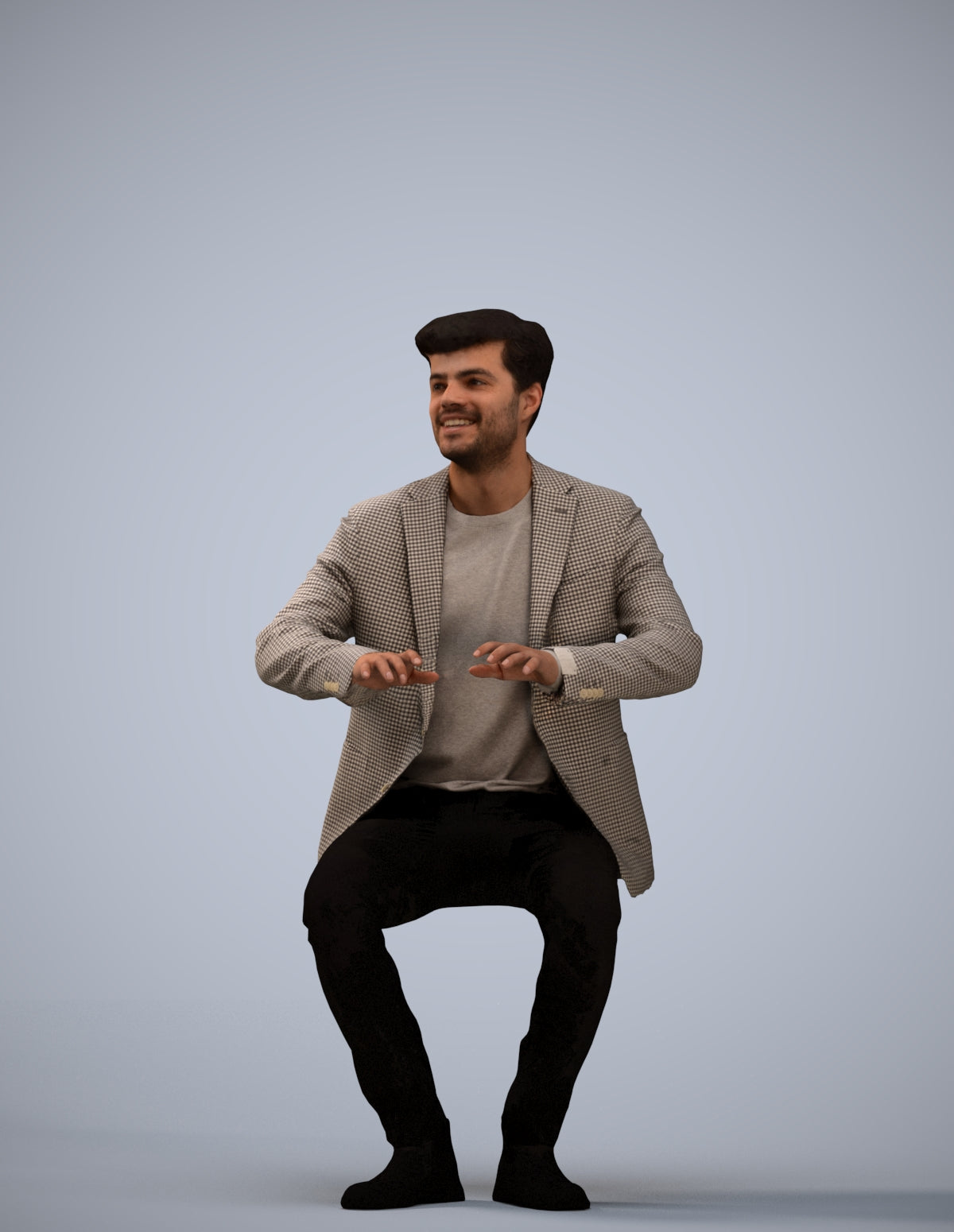 realistic 3D people man business sitting, render-ready for V-Ray and Corona, FBX OBJ