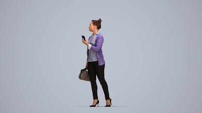 realistic 3D people woman business walking, render-ready for V-Ray and Corona, FBX OBJ, top-down view render