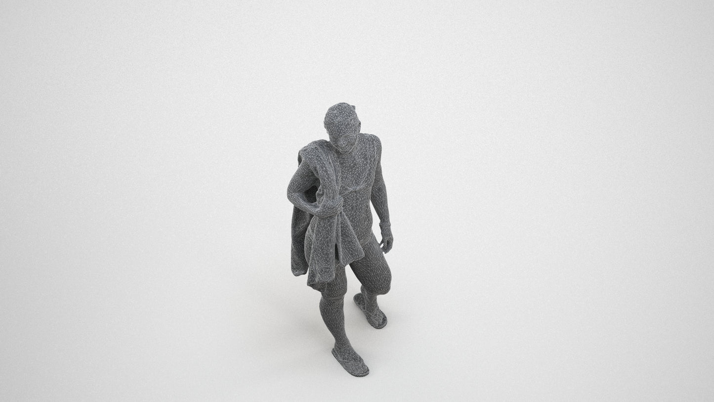 realistic 3D woman pool, scanned archviz people for Blender and 3ds Max, wireframe three-quarter view