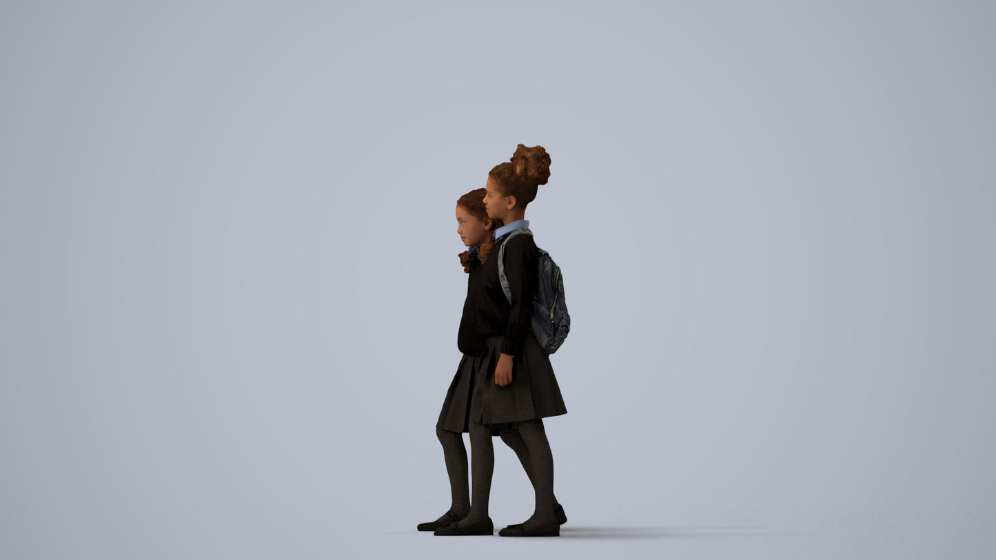 realistic 3D girl kids, scanned archviz people for Blender and 3ds Max, three-quarter view render