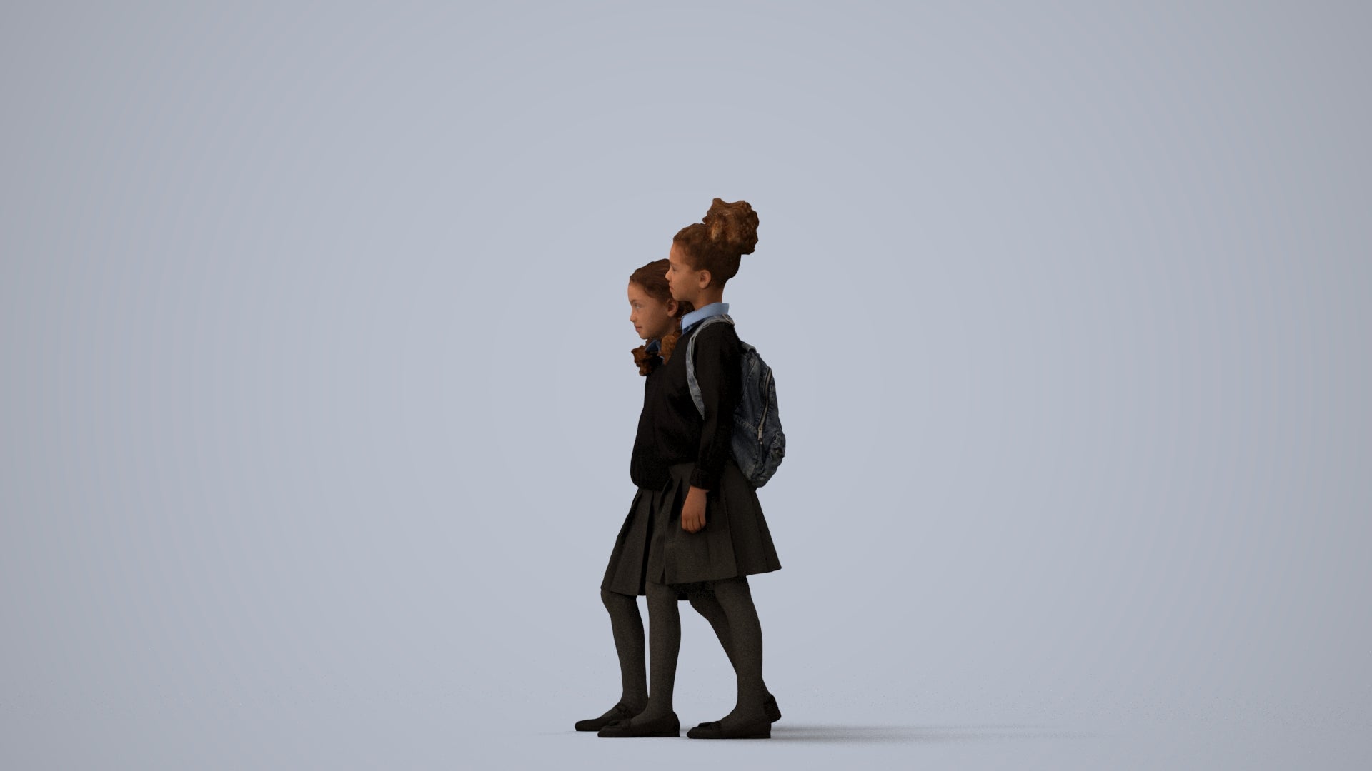realistic 3D girl kids, scanned archviz people for Blender and 3ds Max, three-quarter view render