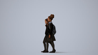 realistic 3D girl kids, scanned archviz people for Blender and 3ds Max, three-quarter view render