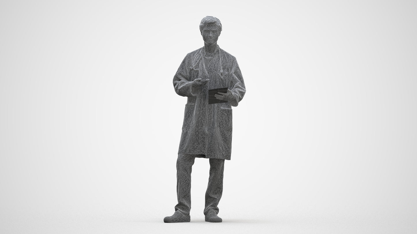 3D human model man medical, photogrammetry scanned person for archviz, three-quarter front view render