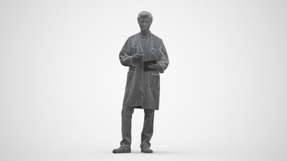 3D human model man medical, photogrammetry scanned person for archviz, three-quarter front view render