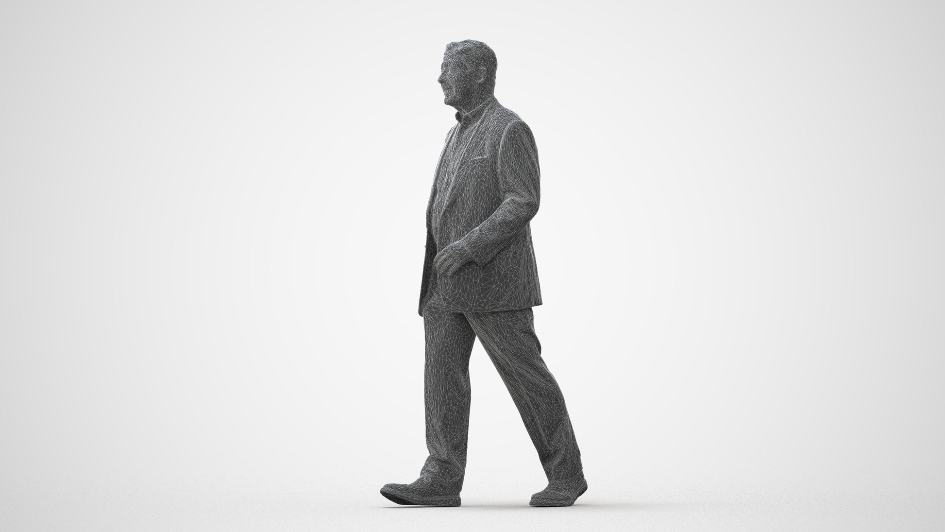 realistic 3D senior man business standing, scanned archviz people for Blender and 3ds Max, square thumbnail