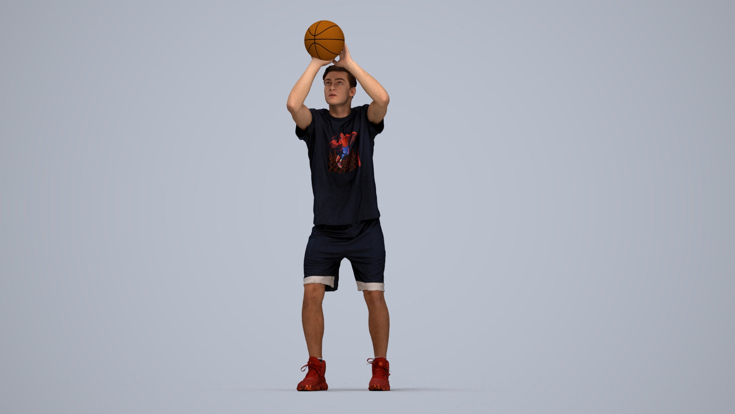 3D people model man sport, scanned human for 3ds Max rendering, top-down view render