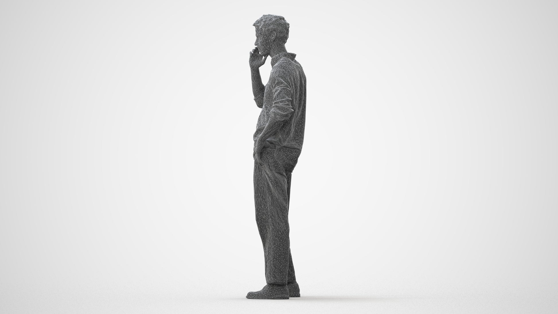 realistic 3D human man casual standing, archviz people FBX OBJ for Blender, square thumbnail
