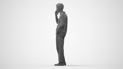 realistic 3D human man casual standing, archviz people FBX OBJ for Blender, square thumbnail