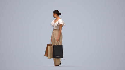 scanned 3D woman business shopping, photogrammetry people for Enscape and V-Ray, top-down view render