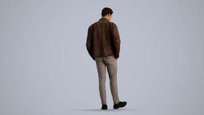 3D people model man casual standing, scanned human for 3ds Max rendering, front view render
