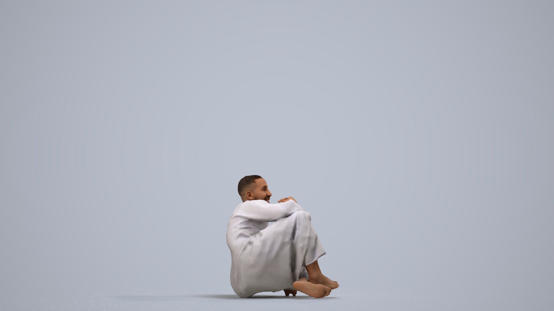 realistic 3D people man sitting, render-ready for V-Ray and Corona, FBX OBJ, side view render
