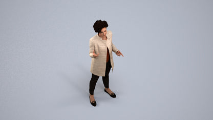 realistic 3D woman business standing, scanned archviz people for Blender and 3ds Max, back view render
