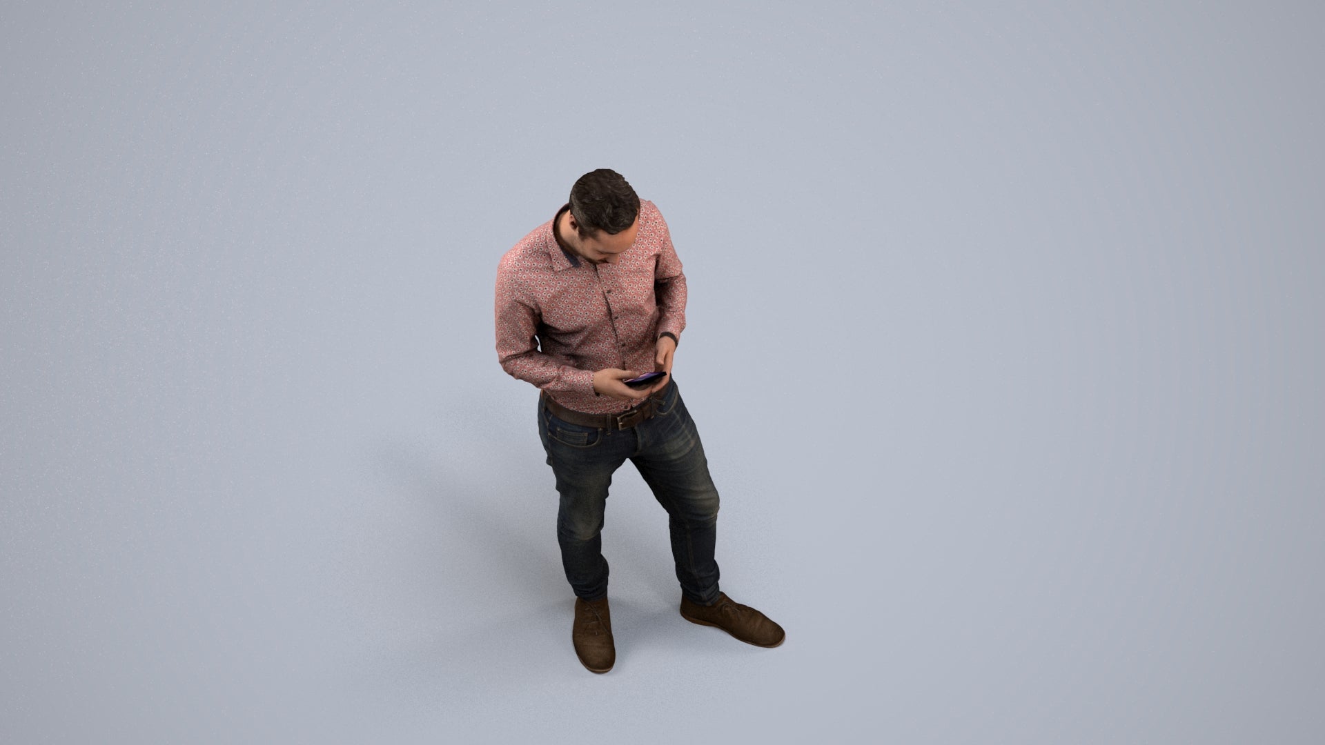 3D people model man casual standing, scanned human for 3ds Max rendering, back view render