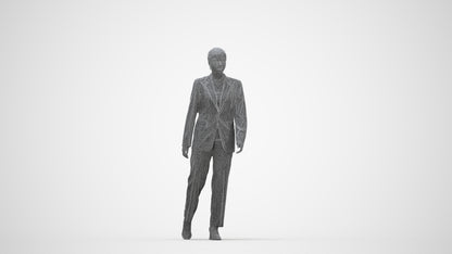 3D scanned woman standing business, photorealistic archviz people for Enscape and SketchUp, wireframe back view
