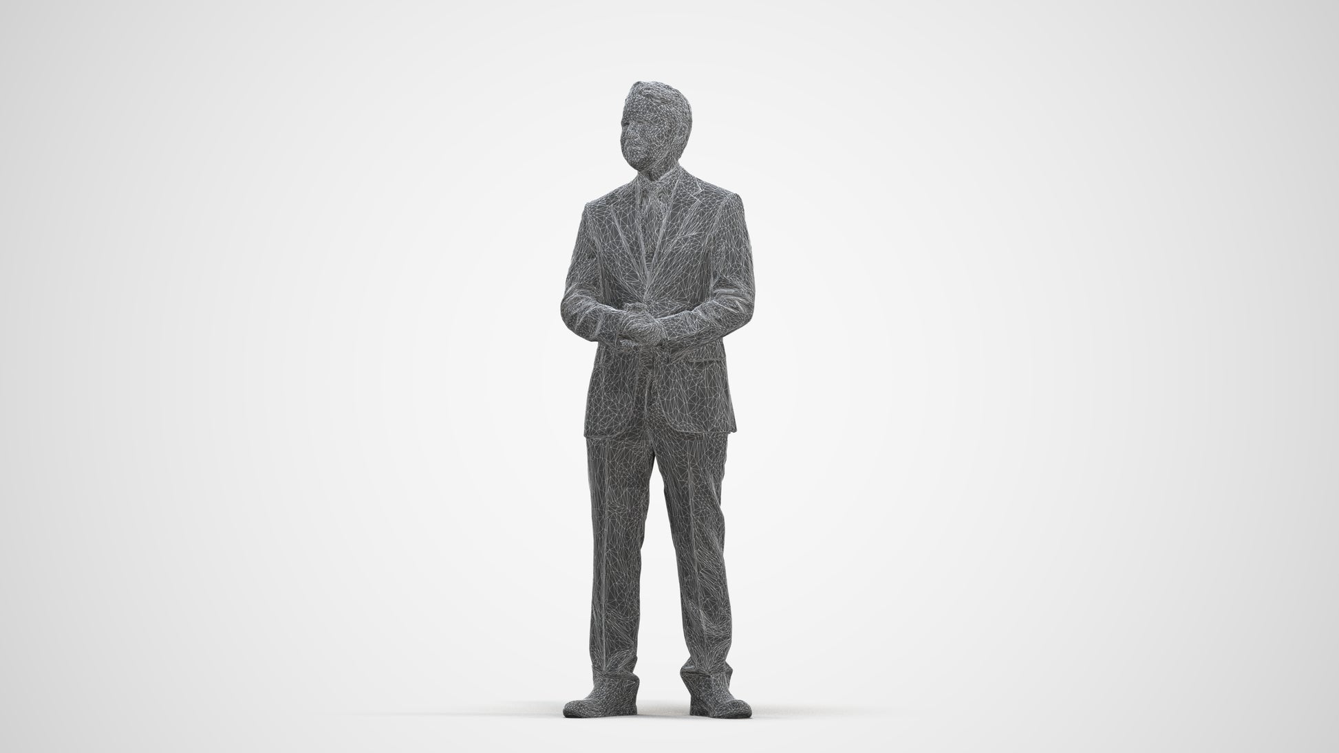 scanned 3D man business, photogrammetry people for Enscape and V-Ray, three-quarter front view render