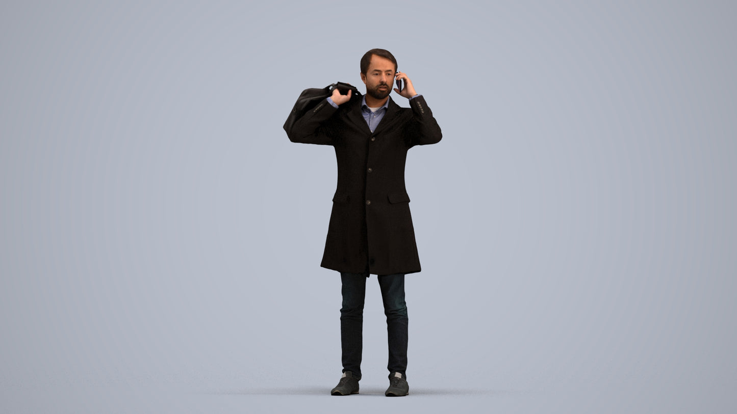 scanned 3D man business standing, photogrammetry people for Enscape and V-Ray, standing pose render