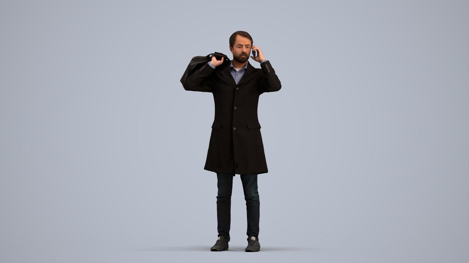 scanned 3D man business standing, photogrammetry people for Enscape and V-Ray, standing pose render