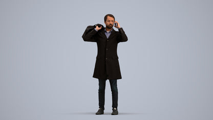 scanned 3D man business standing, photogrammetry people for Enscape and V-Ray, standing pose render