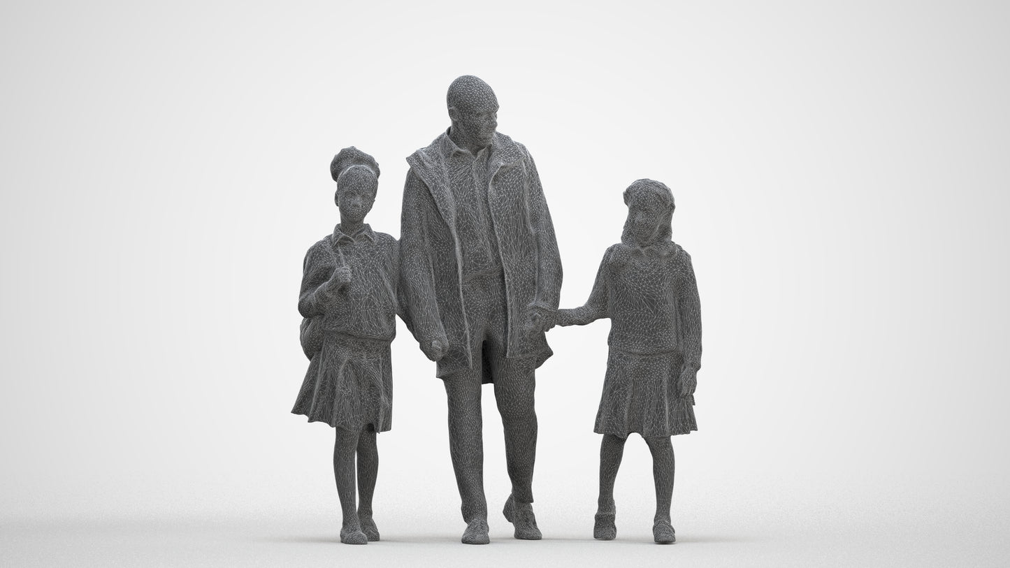 photogrammetry 3D girl kids, realistic human model archviz FBX, three-quarter front view render