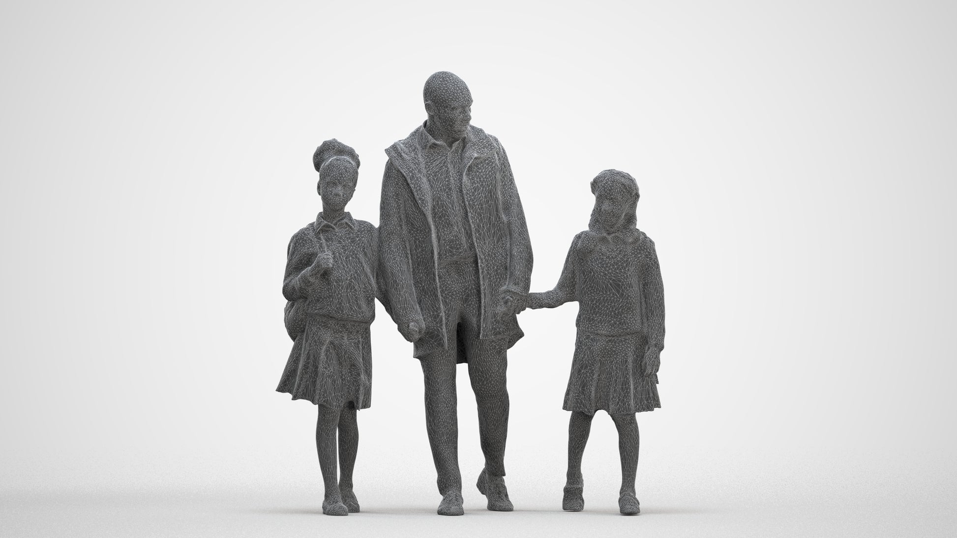 photogrammetry 3D girl kids, realistic human model archviz FBX, three-quarter front view render