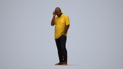 scanned 3D man casual standing, photogrammetry people for Enscape and V-Ray, top-down view render