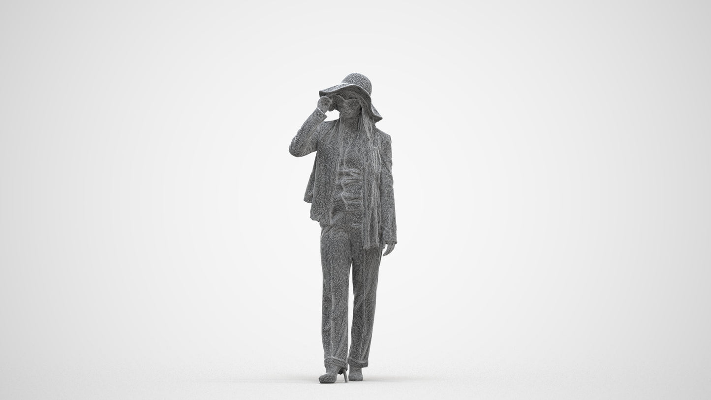 realistic 3D people woman casual standing, render-ready for V-Ray and Corona, FBX OBJ, three-quarter front view render