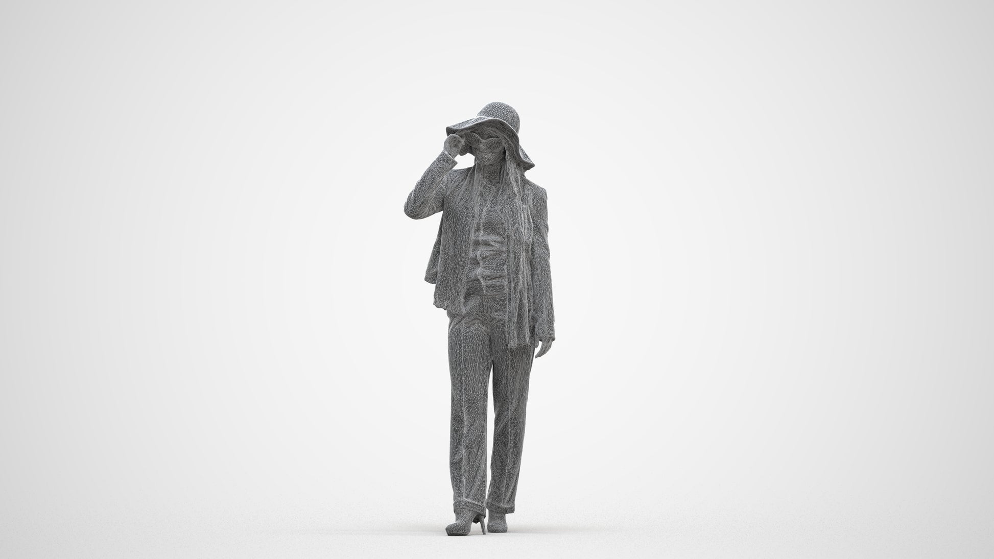 realistic 3D people woman casual standing, render-ready for V-Ray and Corona, FBX OBJ, three-quarter front view render