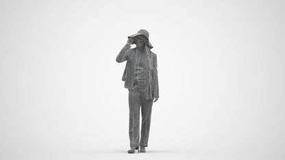 realistic 3D people woman casual standing, render-ready for V-Ray and Corona, FBX OBJ, three-quarter front view render