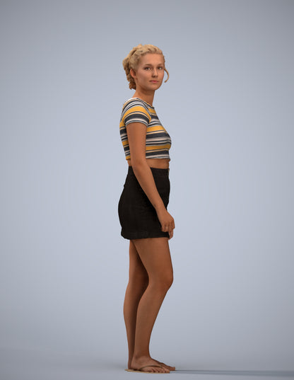 realistic 3D people woman casual standing, render-ready for V-Ray and Corona, FBX OBJ