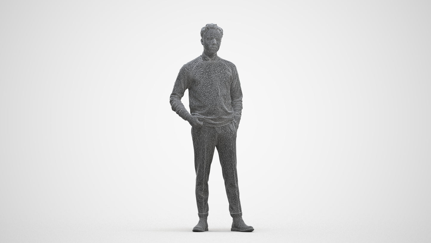3D scanned man business casual, photorealistic archviz people for Enscape and SketchUp, three-quarter front view render