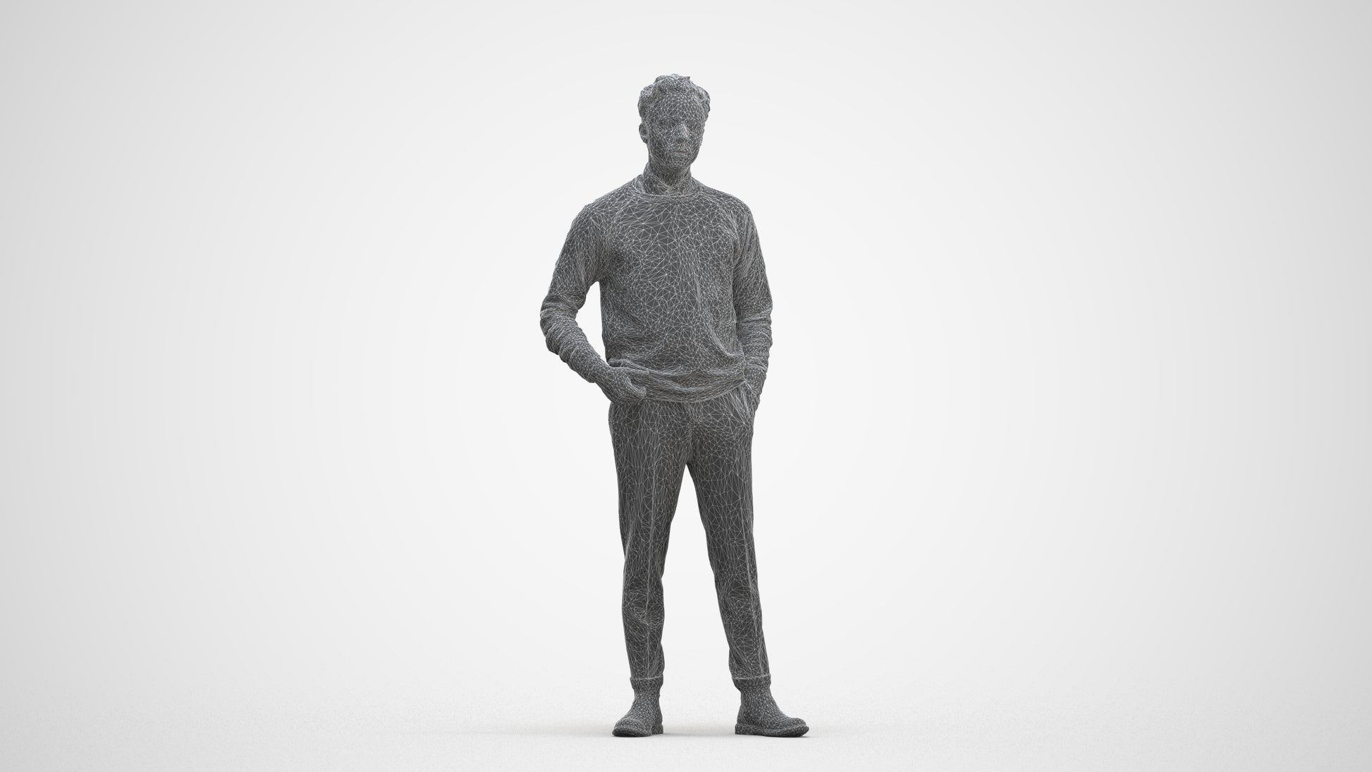 3D scanned man business casual, photorealistic archviz people for Enscape and SketchUp, three-quarter front view render