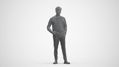 3D scanned man business casual, photorealistic archviz people for Enscape and SketchUp, three-quarter front view render