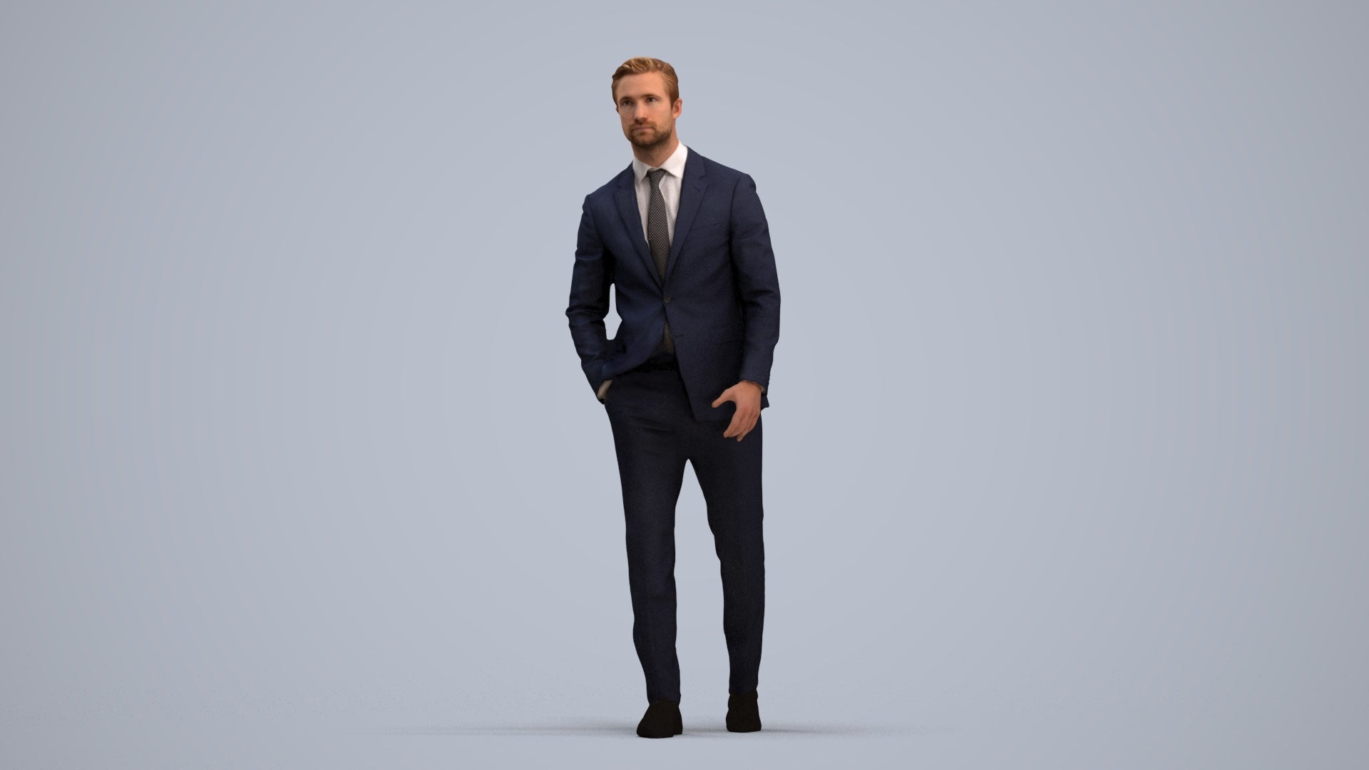 scanned 3D man business, photogrammetry people for Enscape and V-Ray, standing pose render