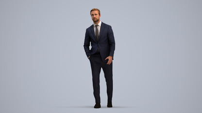 scanned 3D man business, photogrammetry people for Enscape and V-Ray, standing pose render