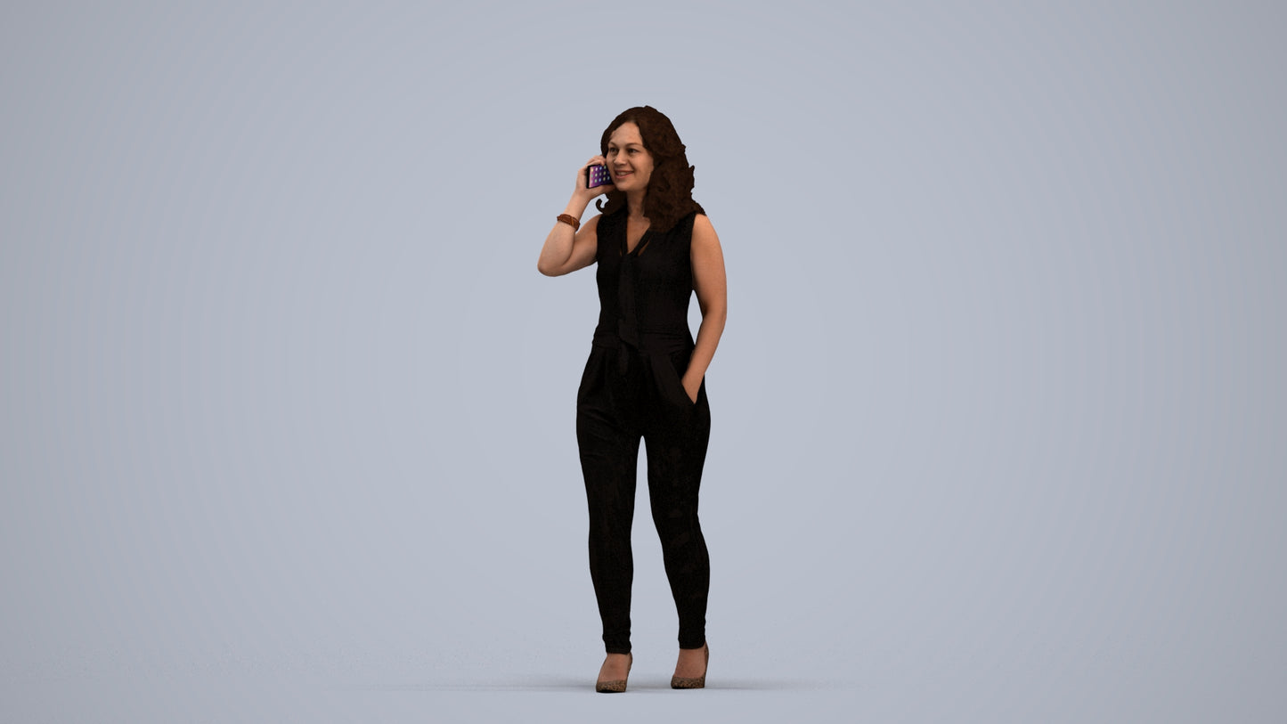 3D people model woman casual walking, scanned human for 3ds Max rendering, standing pose render