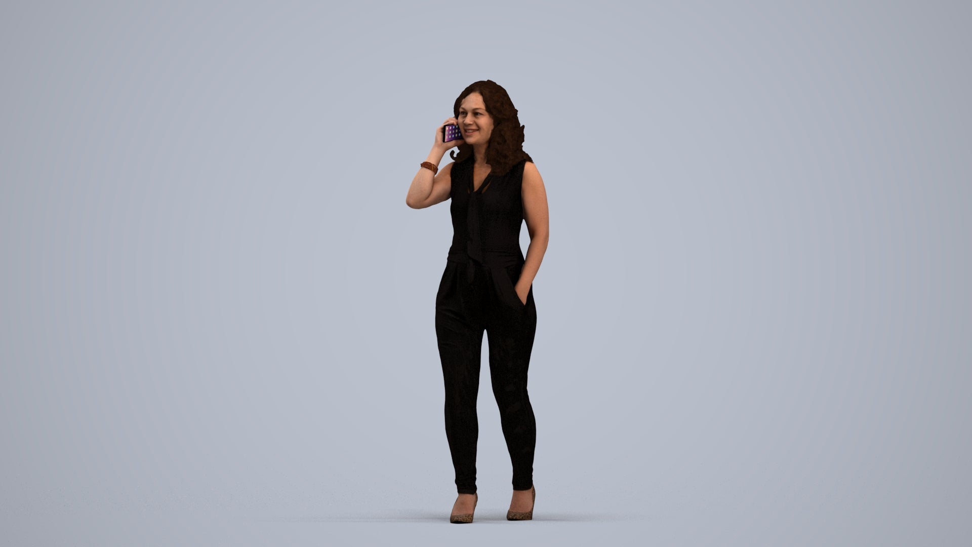 3D people model woman casual walking, scanned human for 3ds Max rendering, standing pose render