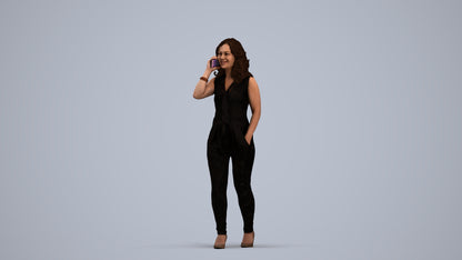 3D people model woman casual walking, scanned human for 3ds Max rendering, standing pose render