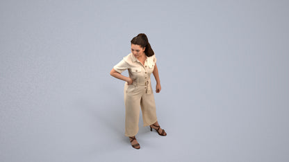 3D people model woman casual standing, scanned human for 3ds Max rendering, back view render