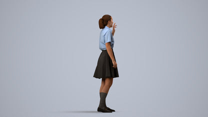 photogrammetry 3D girl kids, realistic human model archviz FBX, side view render