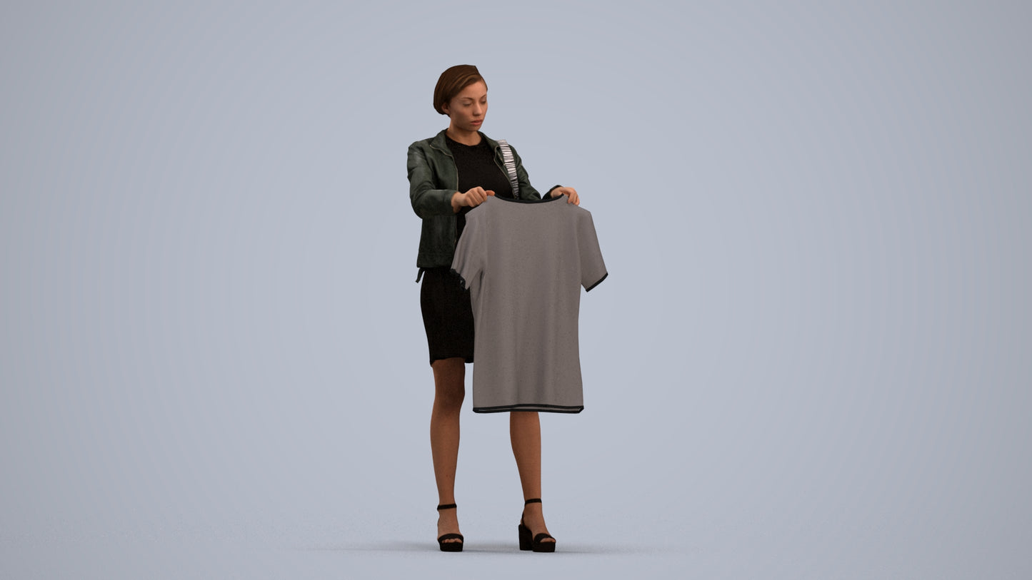 realistic 3D people woman casual mix, render-ready for V-Ray and Corona, FBX OBJ, standing pose render