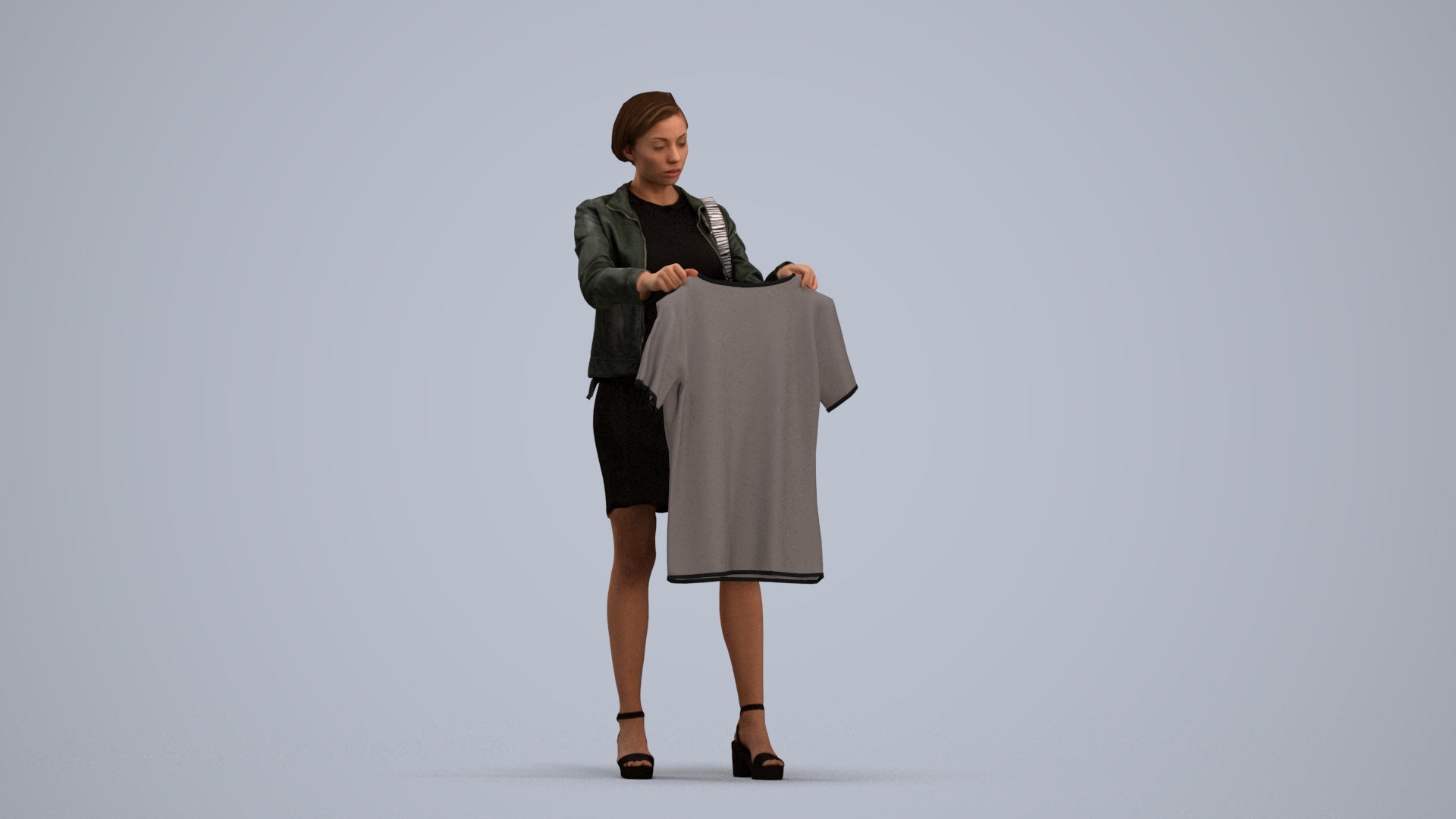realistic 3D people woman casual mix, render-ready for V-Ray and Corona, FBX OBJ, standing pose render