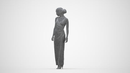 realistic 3D people woman formal formalaffairs, render-ready for V-Ray and Corona, FBX OBJ, wireframe back view