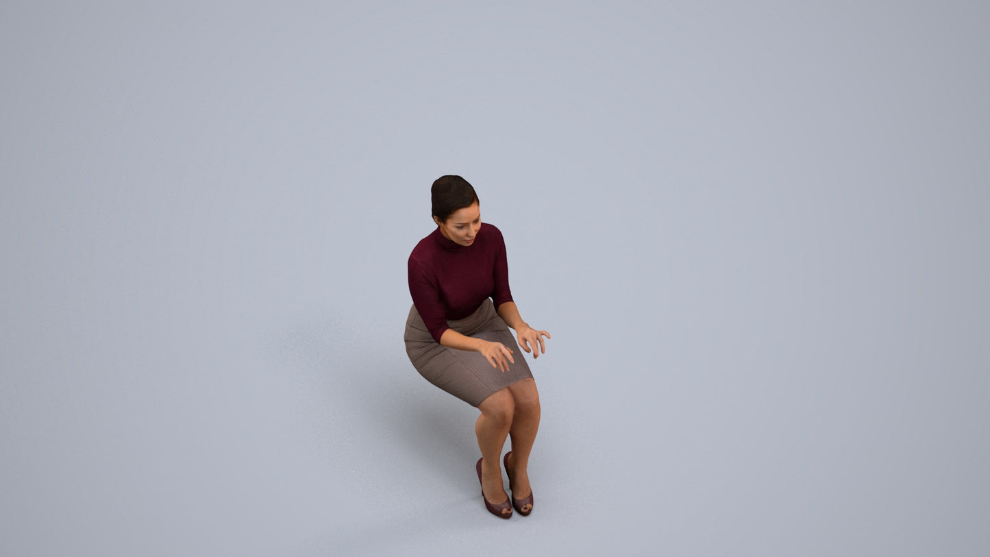 photogrammetry 3D woman business, realistic human model archviz FBX, back view render