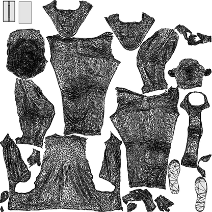 scanned 3D boy casual kids, photogrammetry people for Enscape and V-Ray, wireframe top-down view