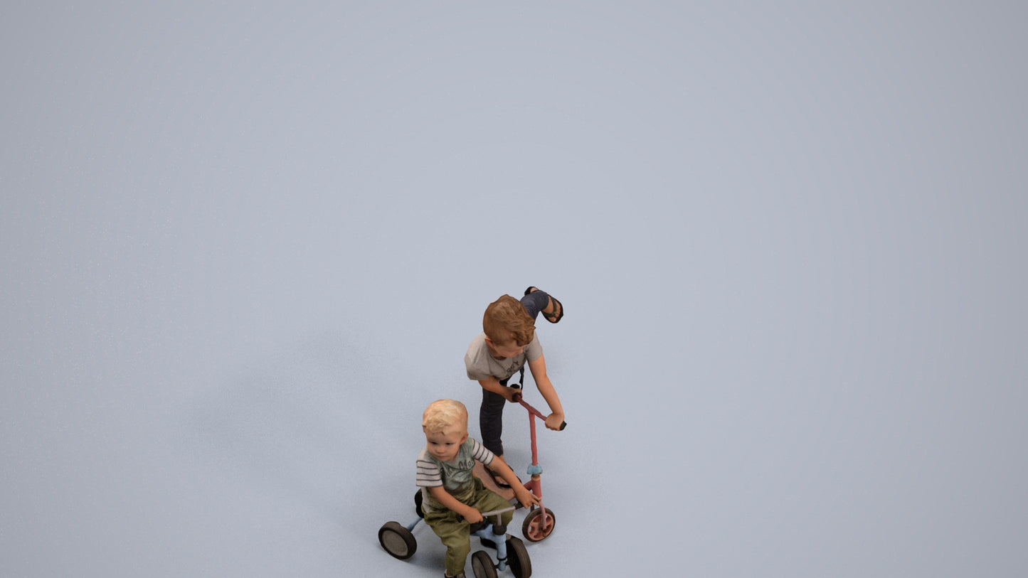 photogrammetry 3D boy casual kids, realistic human model archviz FBX, back view render