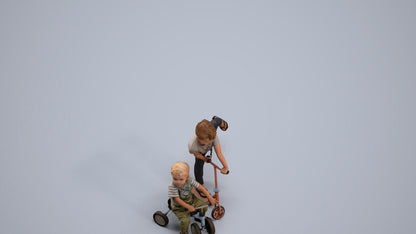 photogrammetry 3D boy casual kids, realistic human model archviz FBX, back view render