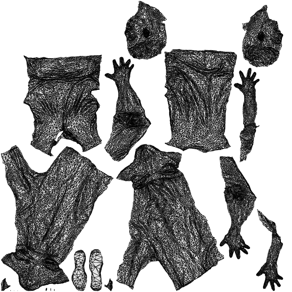 3D human model man casual standing, photogrammetry scanned person for archviz, wireframe top-down view
