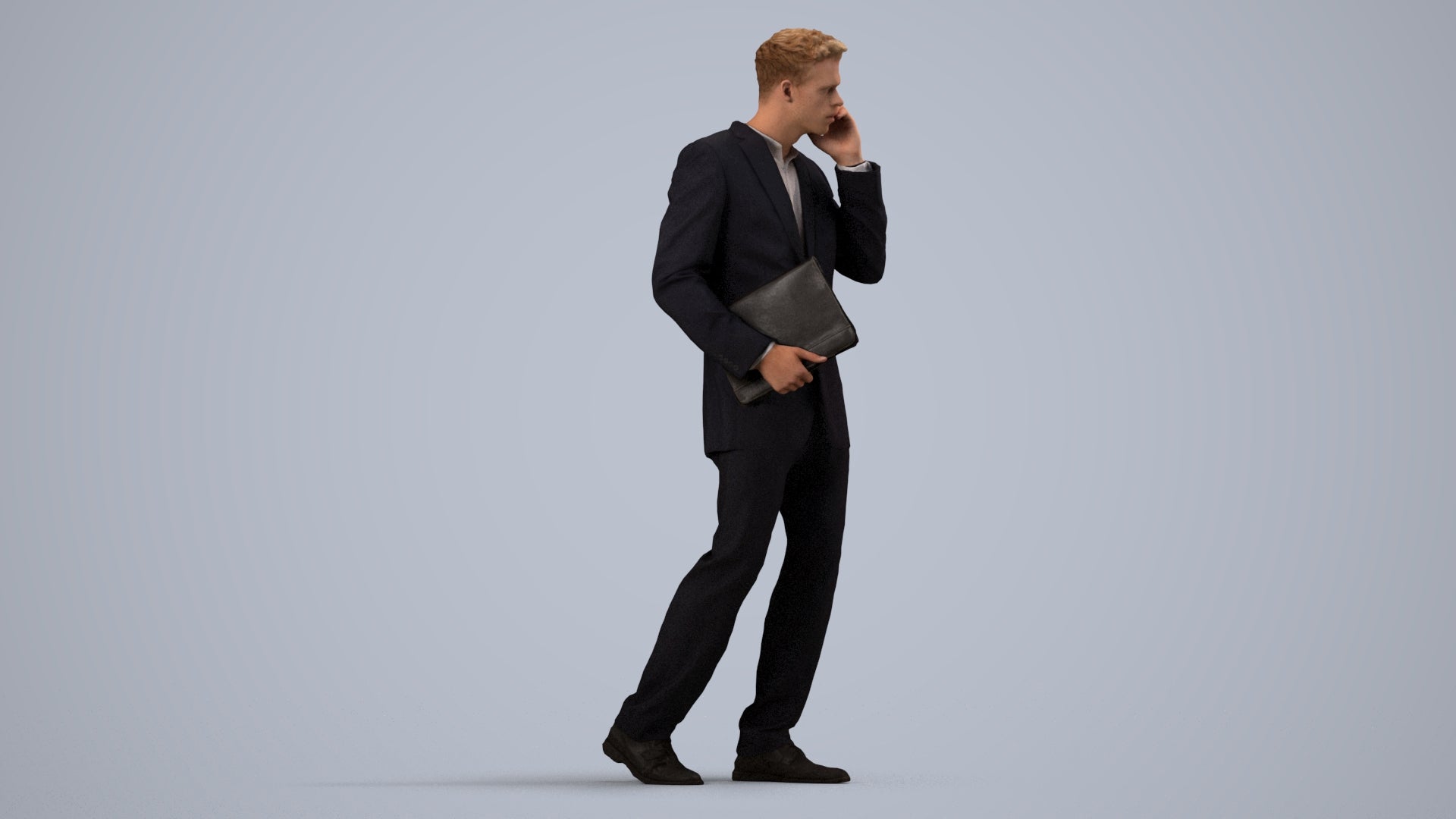 realistic 3D people man business, render-ready for V-Ray and Corona, FBX OBJ, side view render